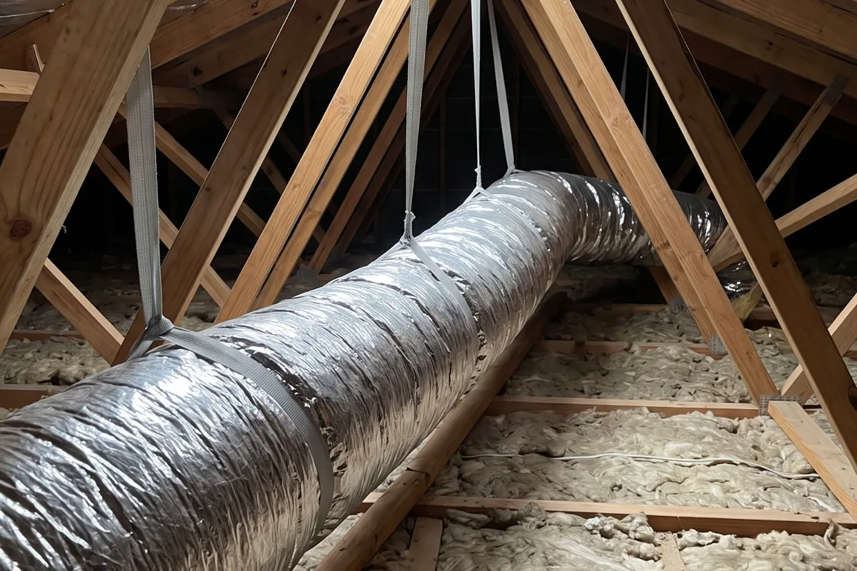 Flexible ducting in a roof space